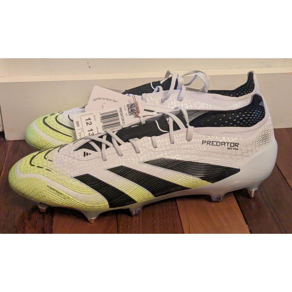 Adidas Predator 25 Elite SG Men's Size 12 Soccer Cleats White/Yellow NWT
